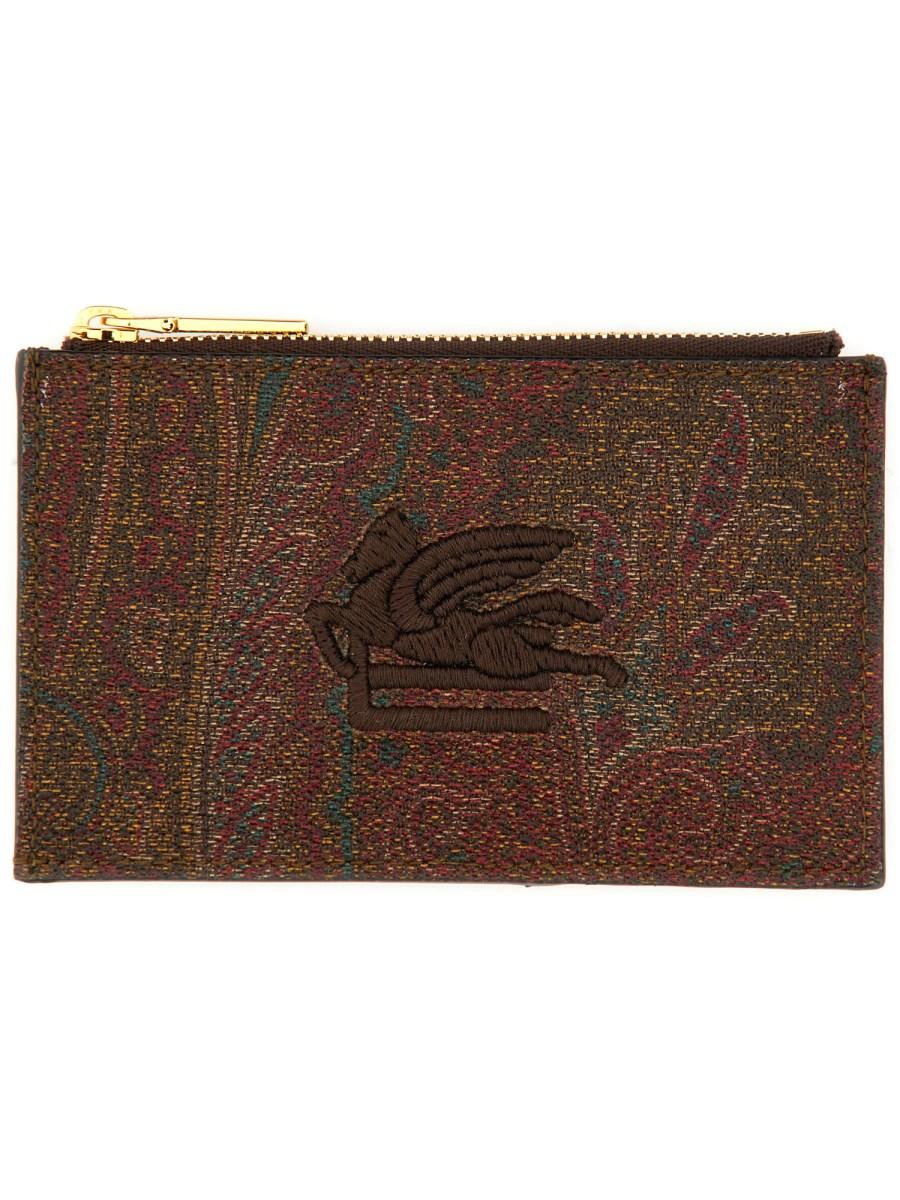 ETRO PORTA CARTE CON STAMPA PAISLEY IN TELA SPALMATA