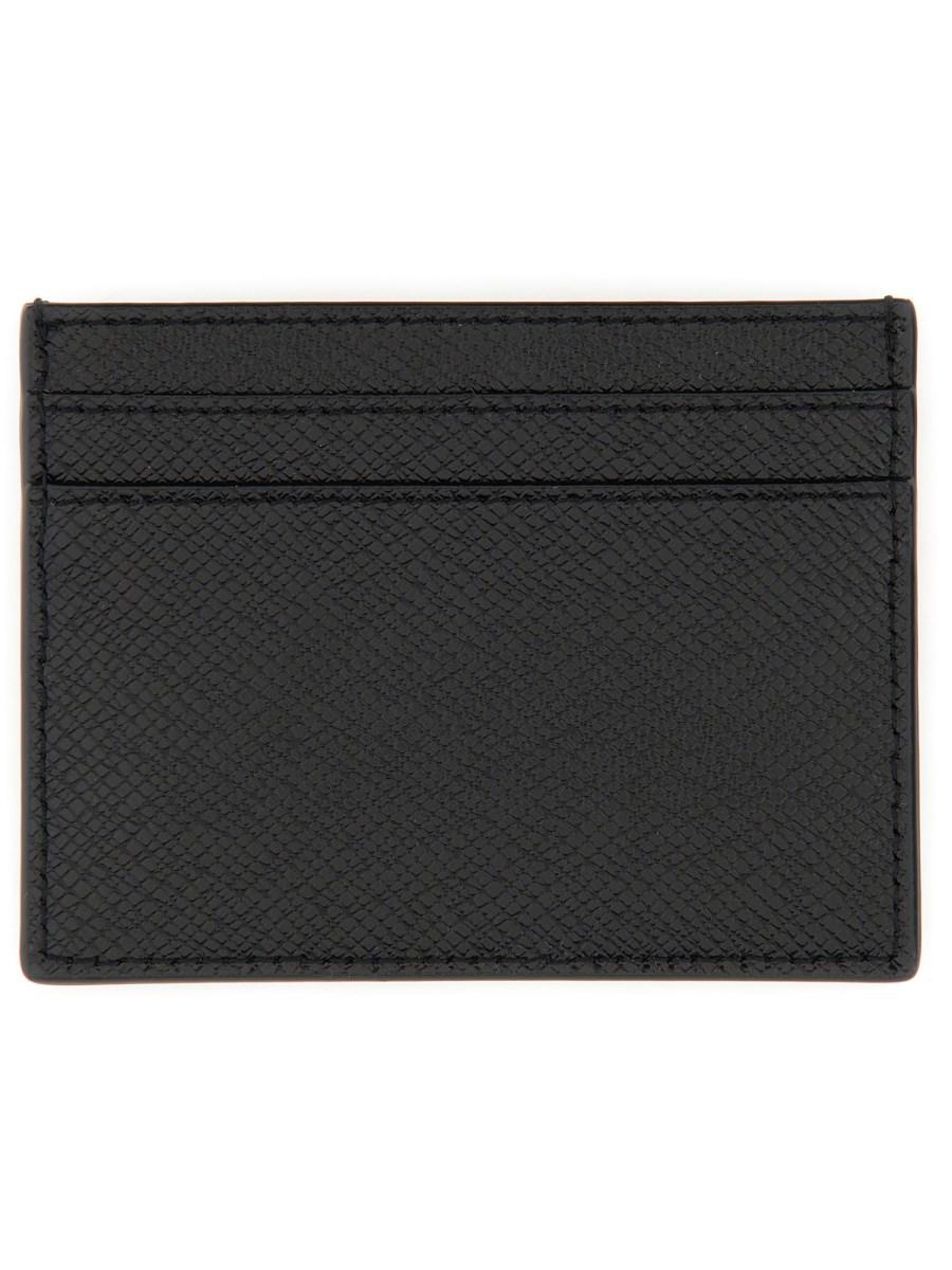 SAINT LAURENT PORTA CARTE DI CREDITO CON LOGO IN PELLE TEXTURE