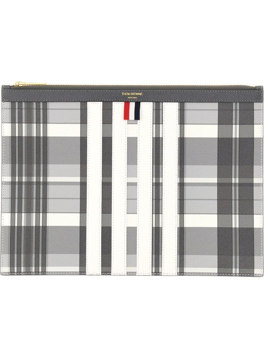 THOM BROWNE PORTA DOCUMENTI MEDIUM IN PELLE CON 4-BAR