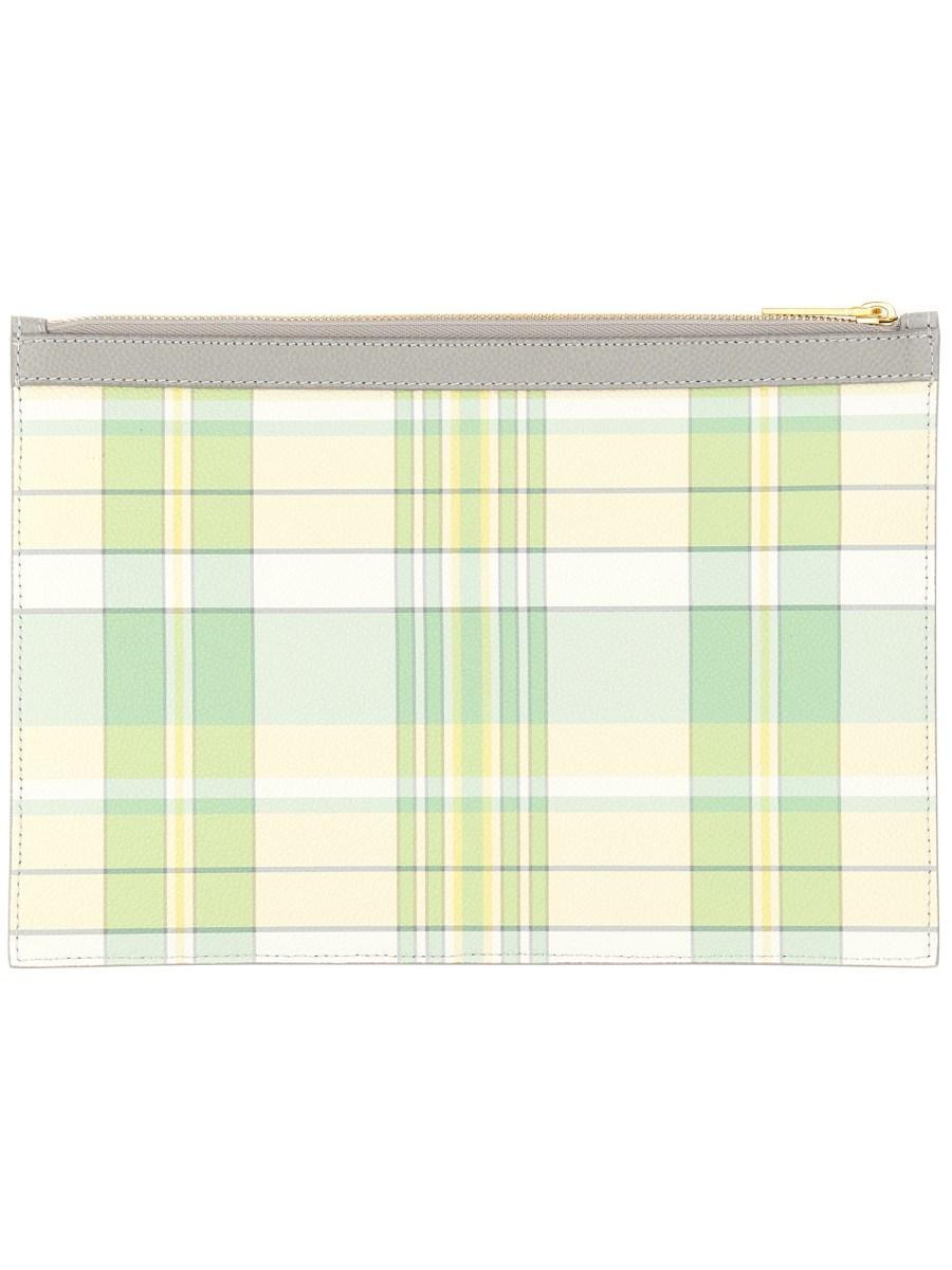 THOM BROWNE PORTA DOCUMENTI SMALL IN PELLE CON 4-BAR