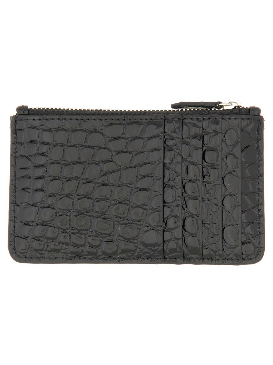 VIVIENNE WESTWOOD PORTACARTE A MEZZA LUNA IN PELLE CON ZIP