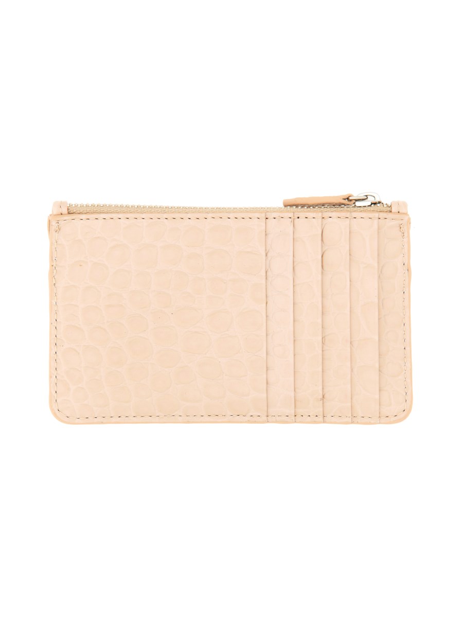 VIVIENNE WESTWOOD PORTACARTE A MEZZA LUNA IN PELLE CON ZIP