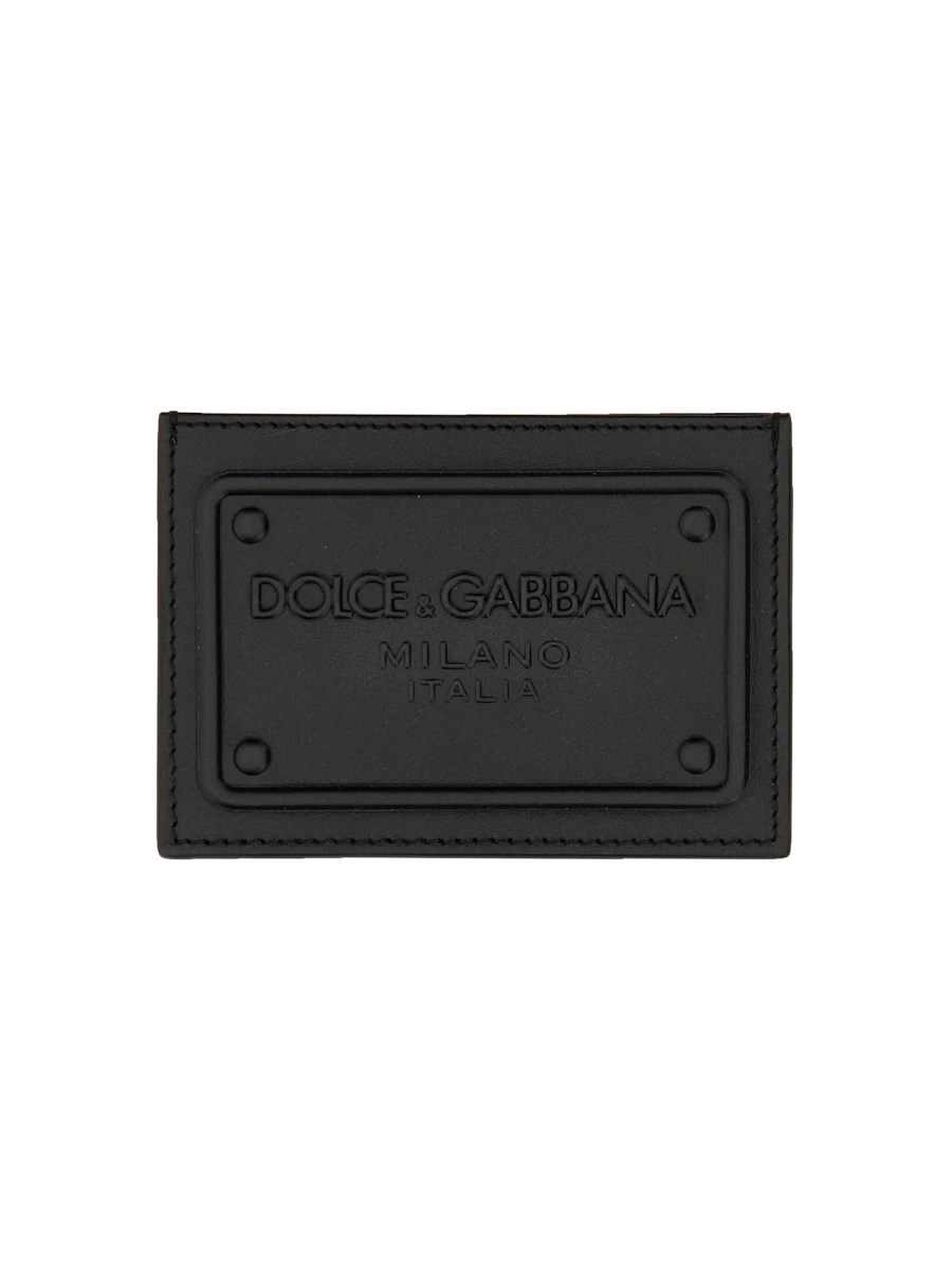 DOLCE & GABBANA PORTACARTE IN PELLE CON LOGO IN RILIEVO