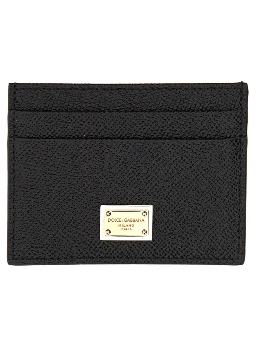 DOLCE & GABBANA PORTACARTE IN PELLE DAUPHINE CON LOGO
