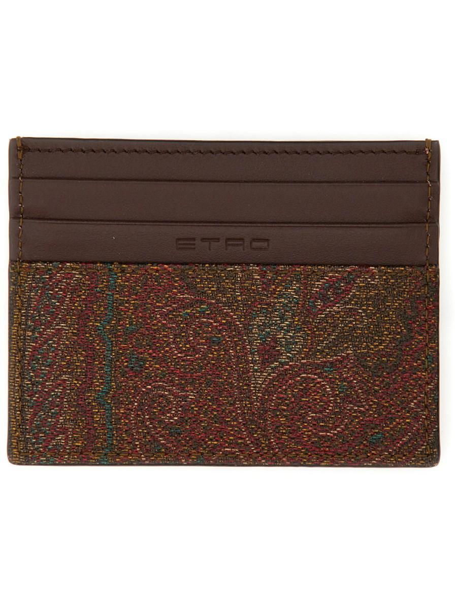 ETRO PORTACARTE IN TELA SPALMATA CON STAMPA PAISLEY