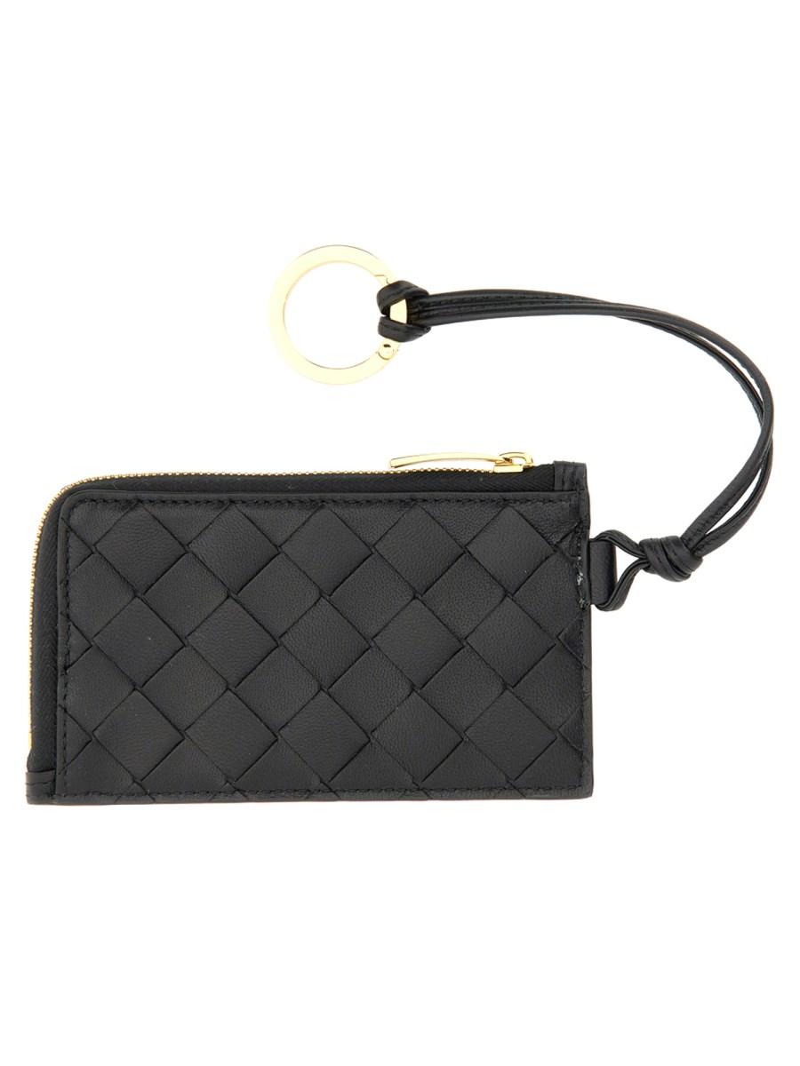 BOTTEGA VENETA PORTACARTE INTRECCIATO CON ZIP SU TRE LATI