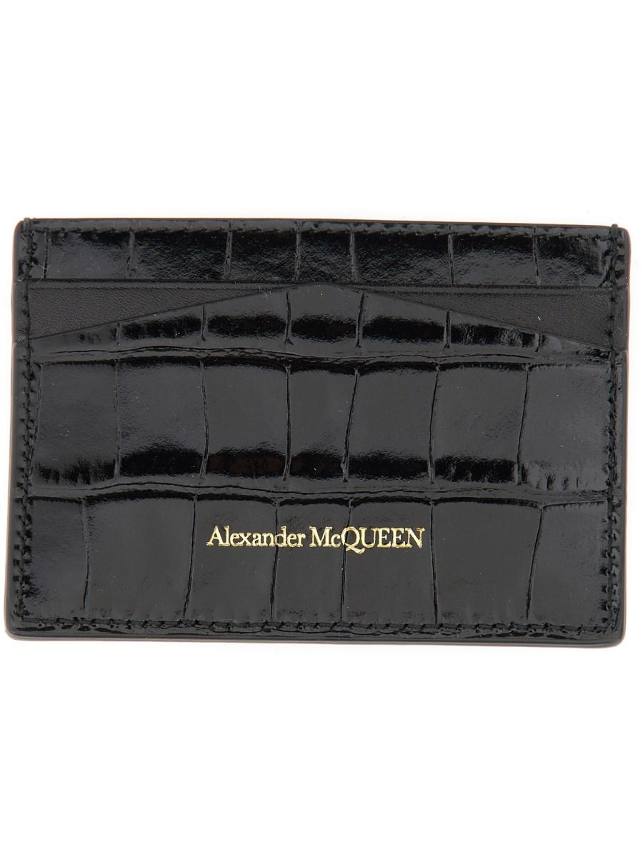 ALEXANDER McQUEEN PORTACARTE "SKULL" IN PELLE STAMPA COCCO