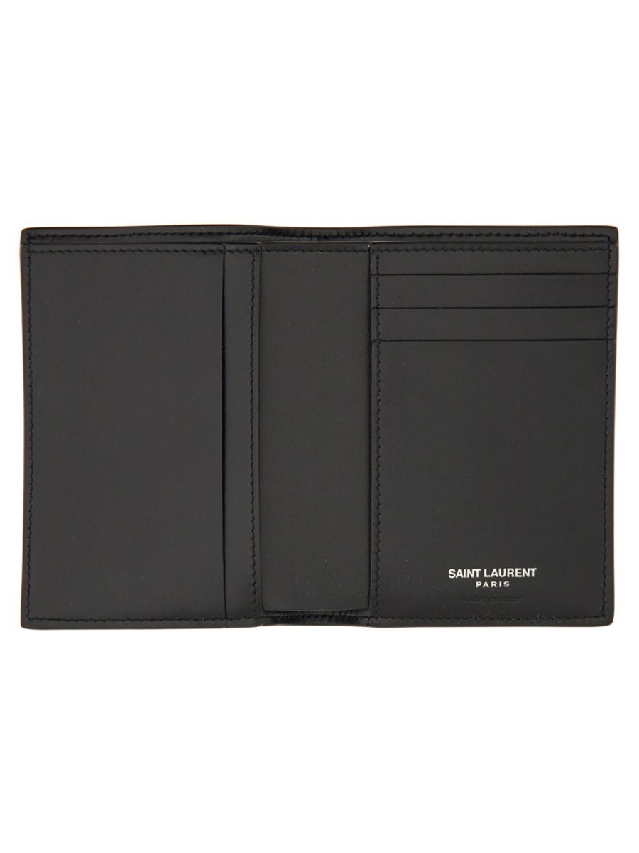 SAINT LAURENT PORTACARTE TINY CASSANDRE IN PELLE MARTELLATA