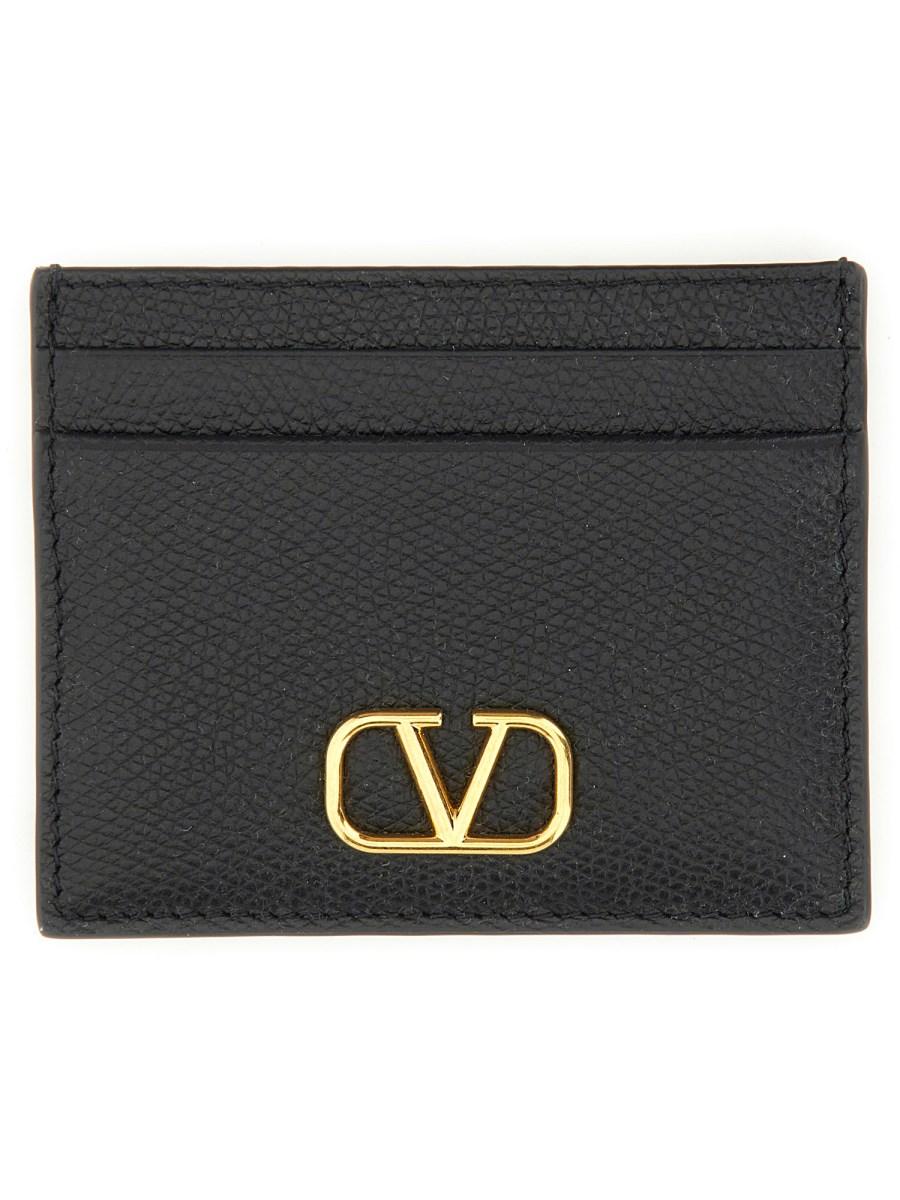 VALENTINO GARAVANI PORTACARTE VLOGO SIGNATURE IN VITELLO GRANATO