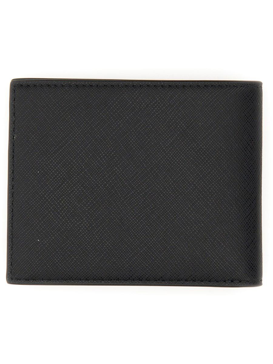 BALLY PORTAFOGLIO "BEVYE" IN PELLE SAFFIANO CON DETTAGLIO STRIPE