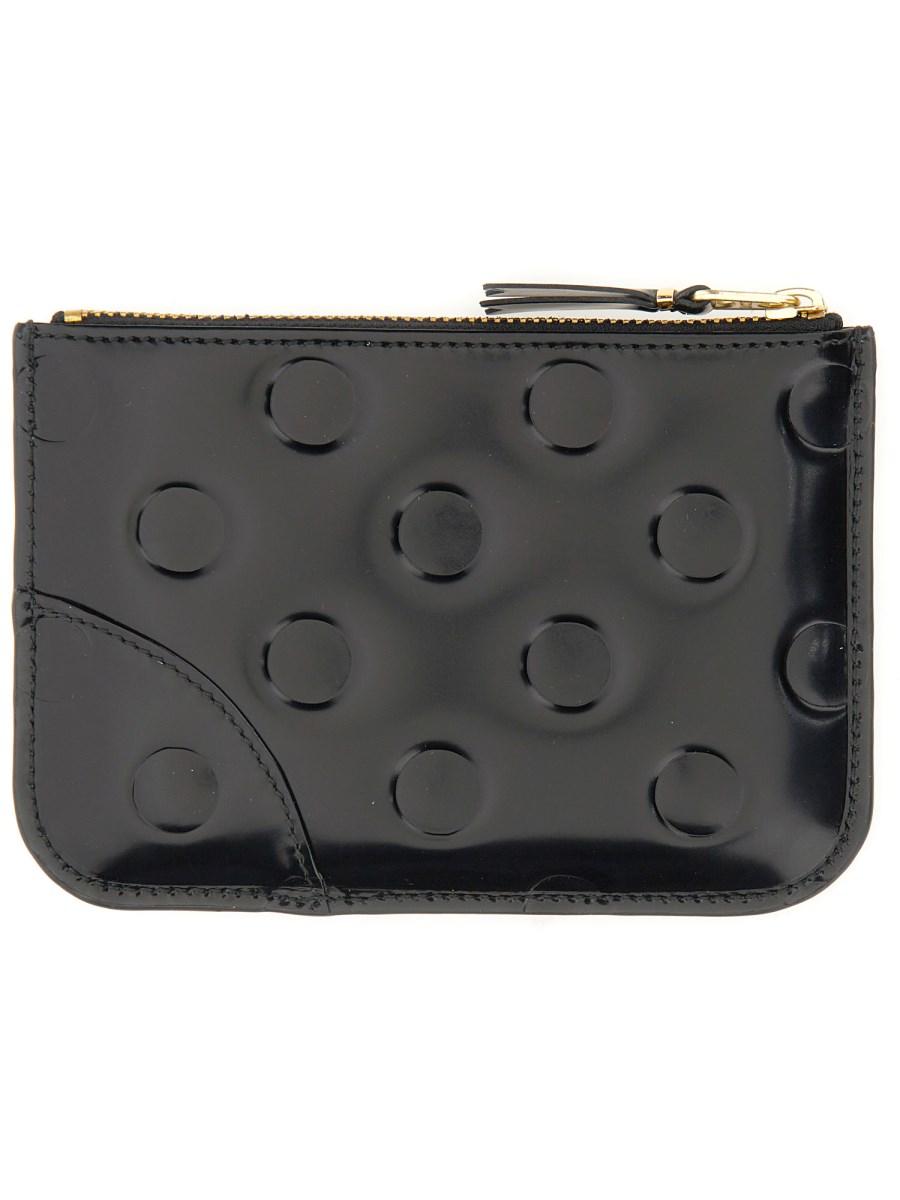 COMME DES GARCONS WALLET PORTAFOGLIO IN PELLE CON ZIP E POIS IN RILIEVO