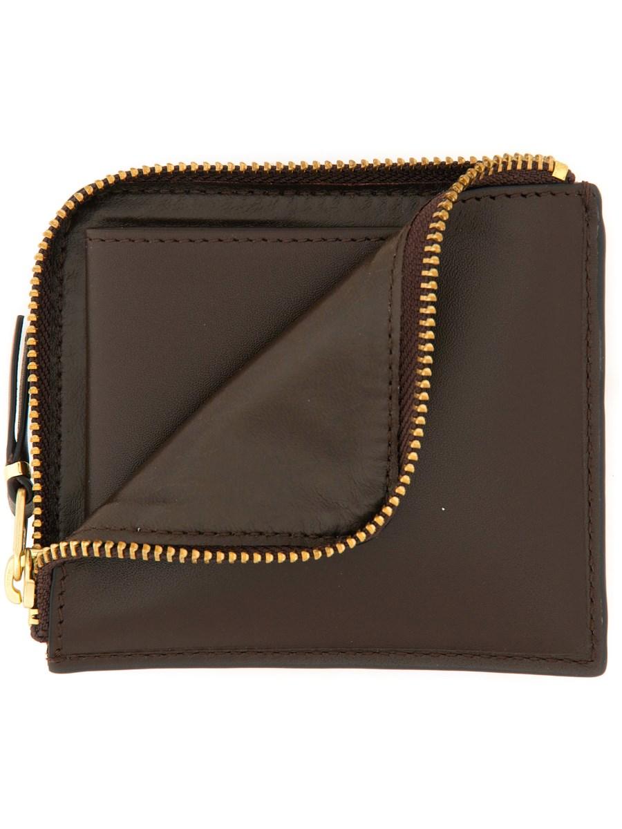 COMME DES GARCONS WALLET PORTAFOGLIO IN PELLE CON ZIP OUTSIDE POCKET LINE