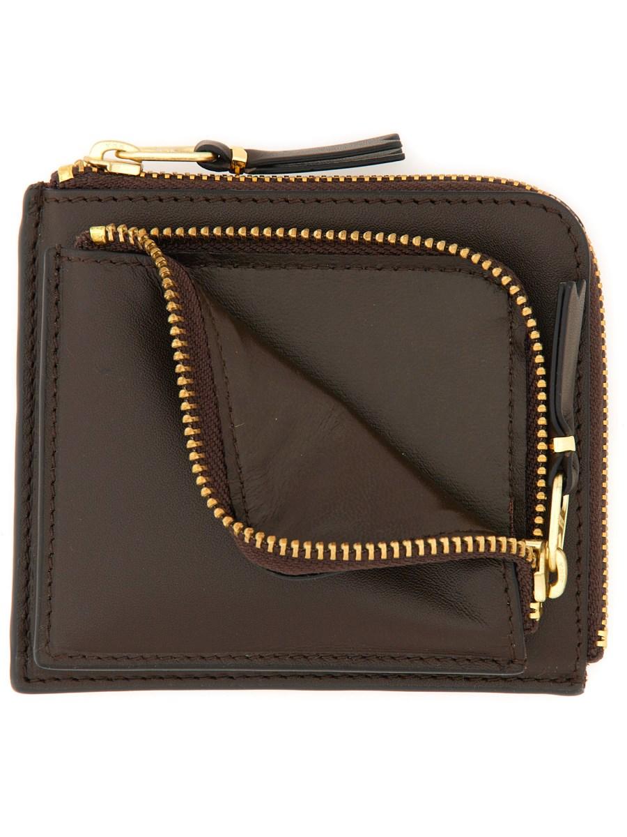 COMME DES GARCONS WALLET PORTAFOGLIO IN PELLE CON ZIP OUTSIDE POCKET LINE