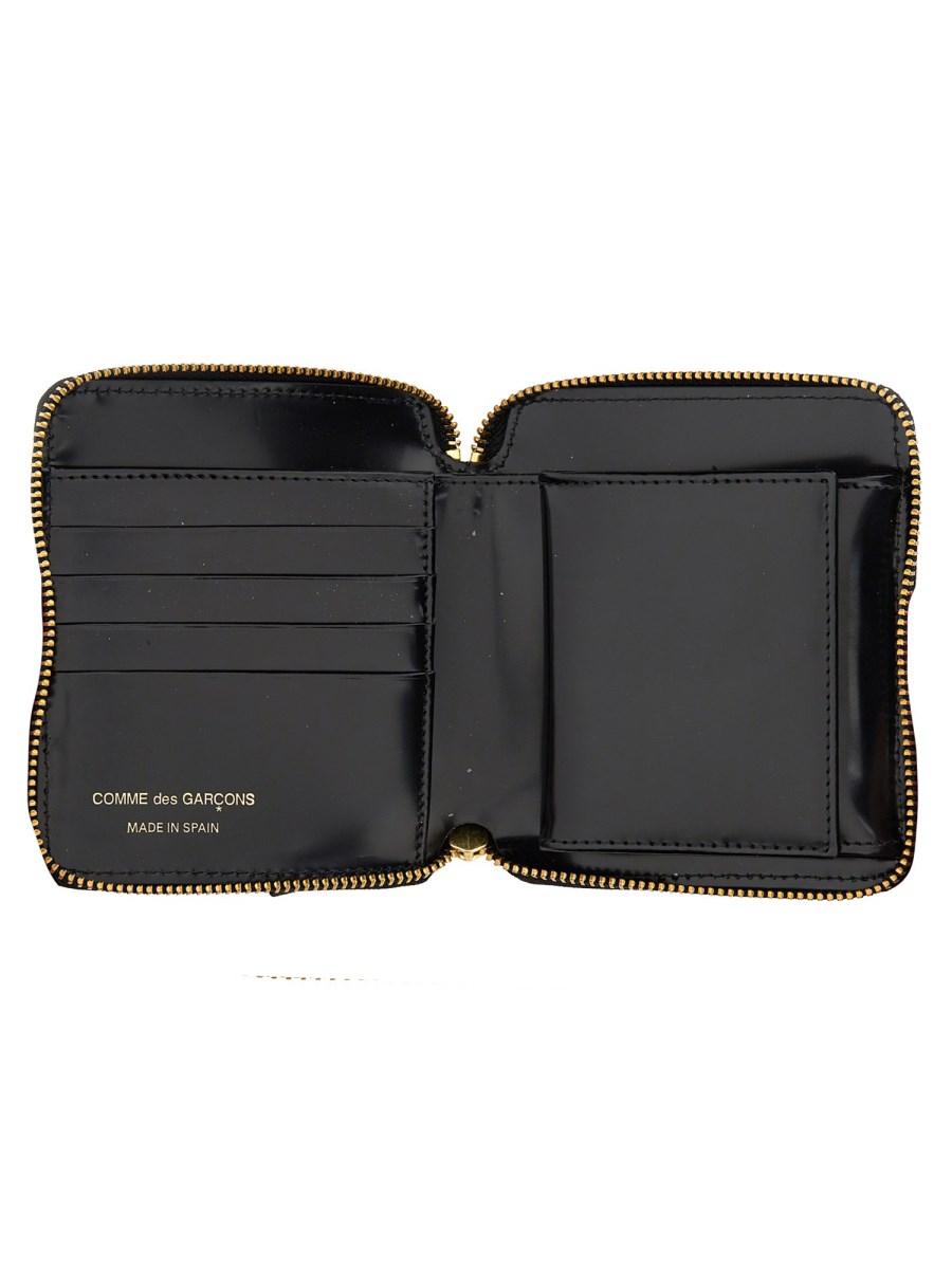 COMME DES GARCONS WALLET PORTAFOGLIO IN PELLE GOFFRATA CON POLKA DOT CON ZIP