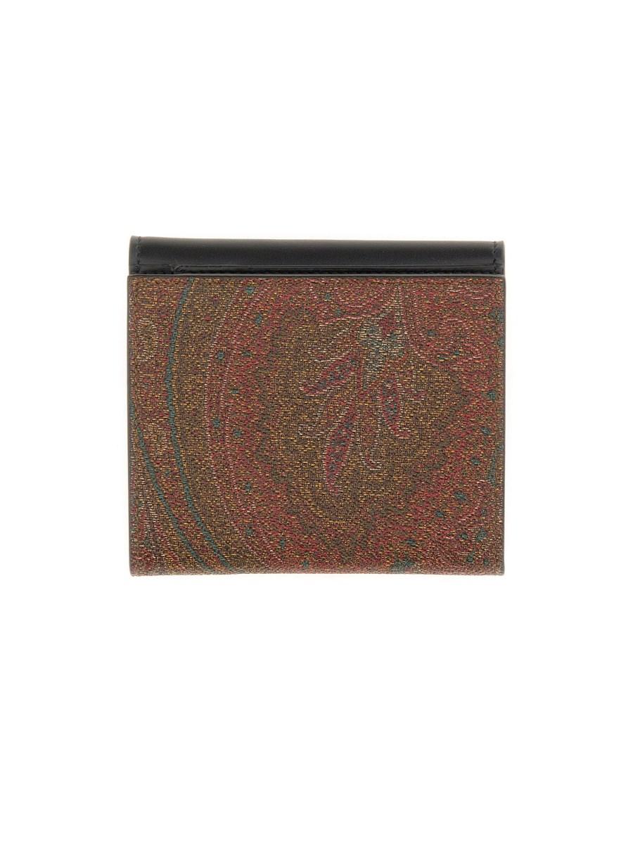 ETRO PORTAFOGLIO IN TELA SPALMATA CON STAMPA PAISLEY