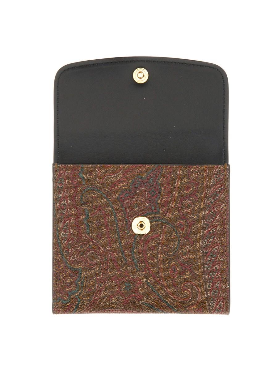 ETRO PORTAFOGLIO IN TELA SPALMATA CON STAMPA PAISLEY