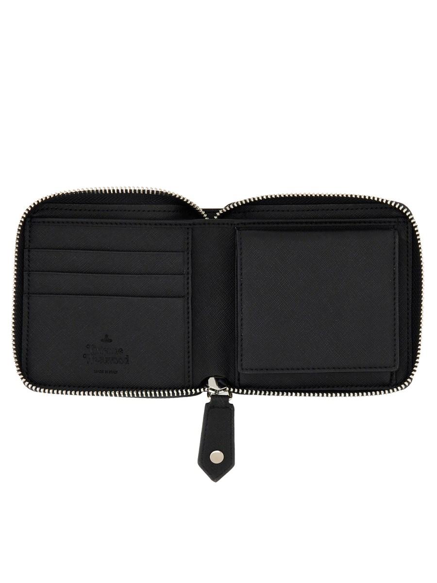 VIVIENNE WESTWOOD PORTAFOGLIO QUADRATO IN SAFFIANO CON ZIP
