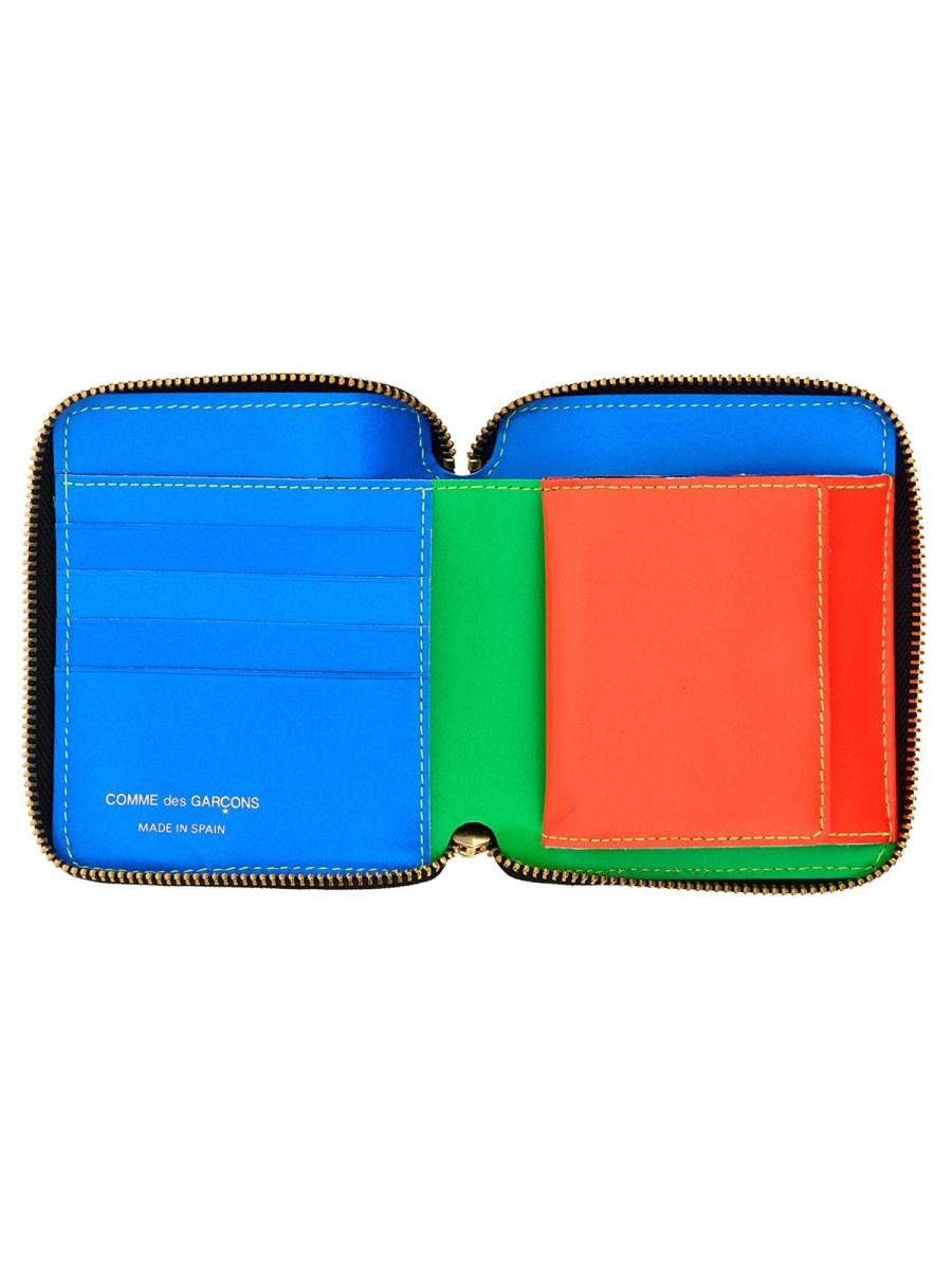 COMME DES GARCONS WALLET PORTAFOGLIO SUPER FLUO IN PELLE