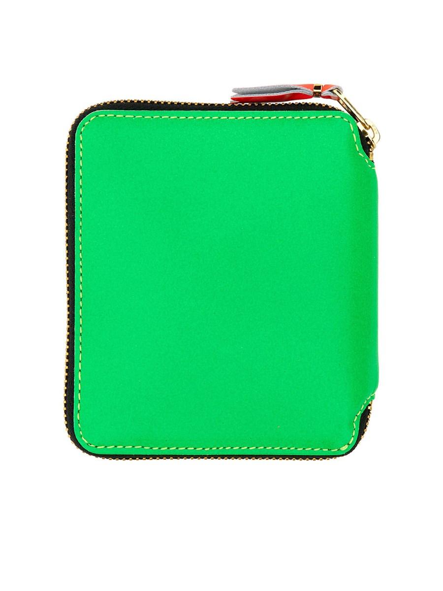COMME DES GARCONS WALLET PORTAFOGLIO SUPER FLUO IN PELLE