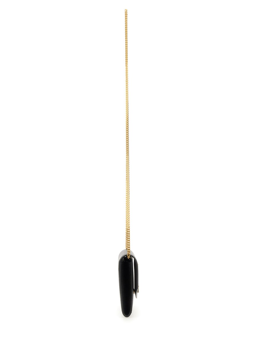 SAINT LAURENT PORTAFOGLIO UPTOWN IN PELLE A TEXTURE CON CATENA