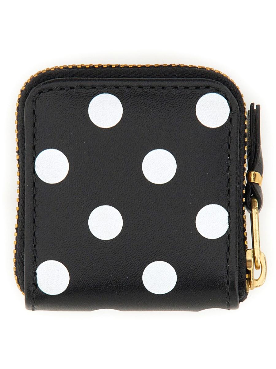 COMME DES GARCONS WALLET PORTAMONETE IN PELLE CON STAMPA A POIS