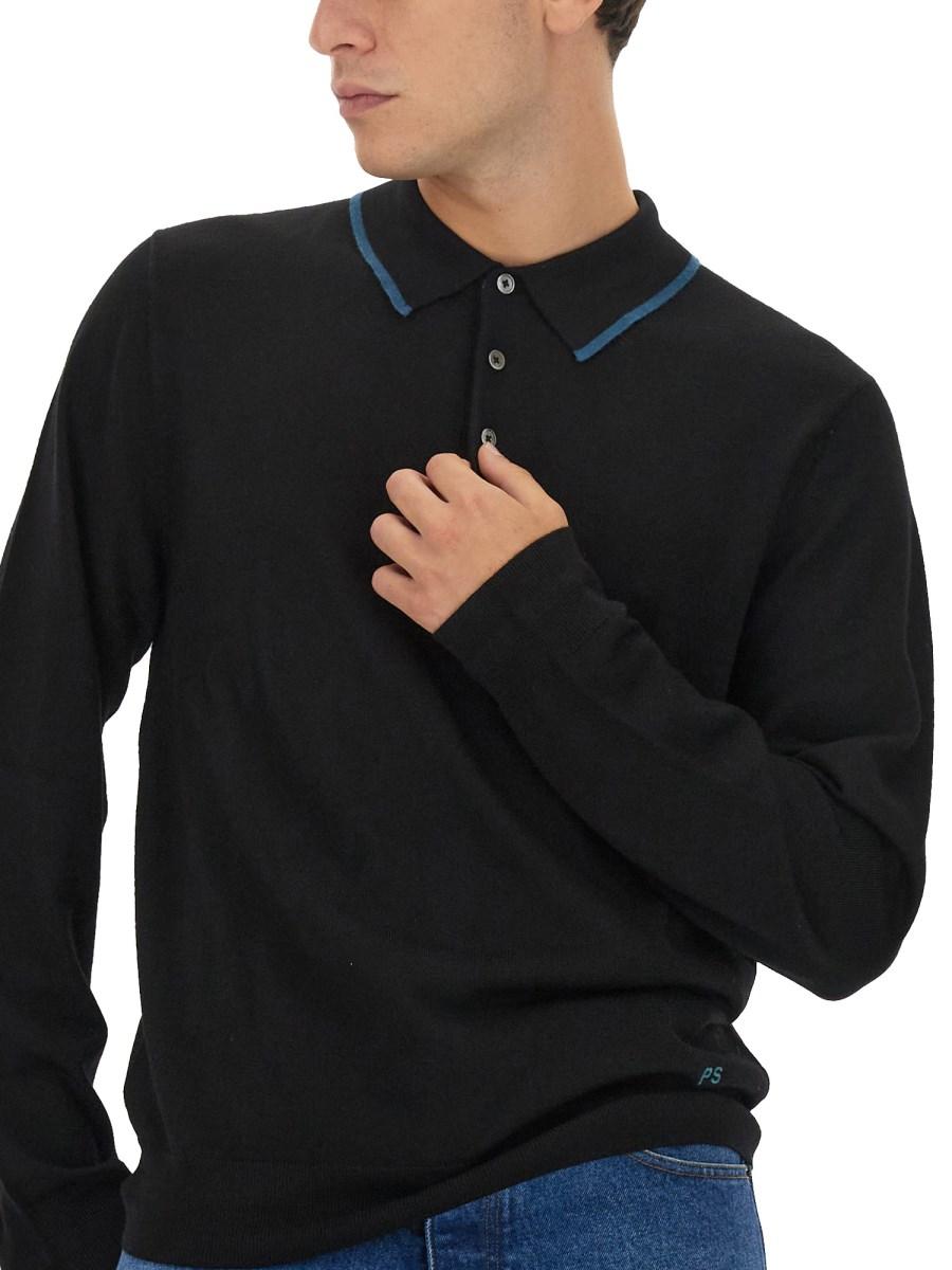 PS BY PAUL SMITH POLO IN MAGLIA DI LANA CON LOGO