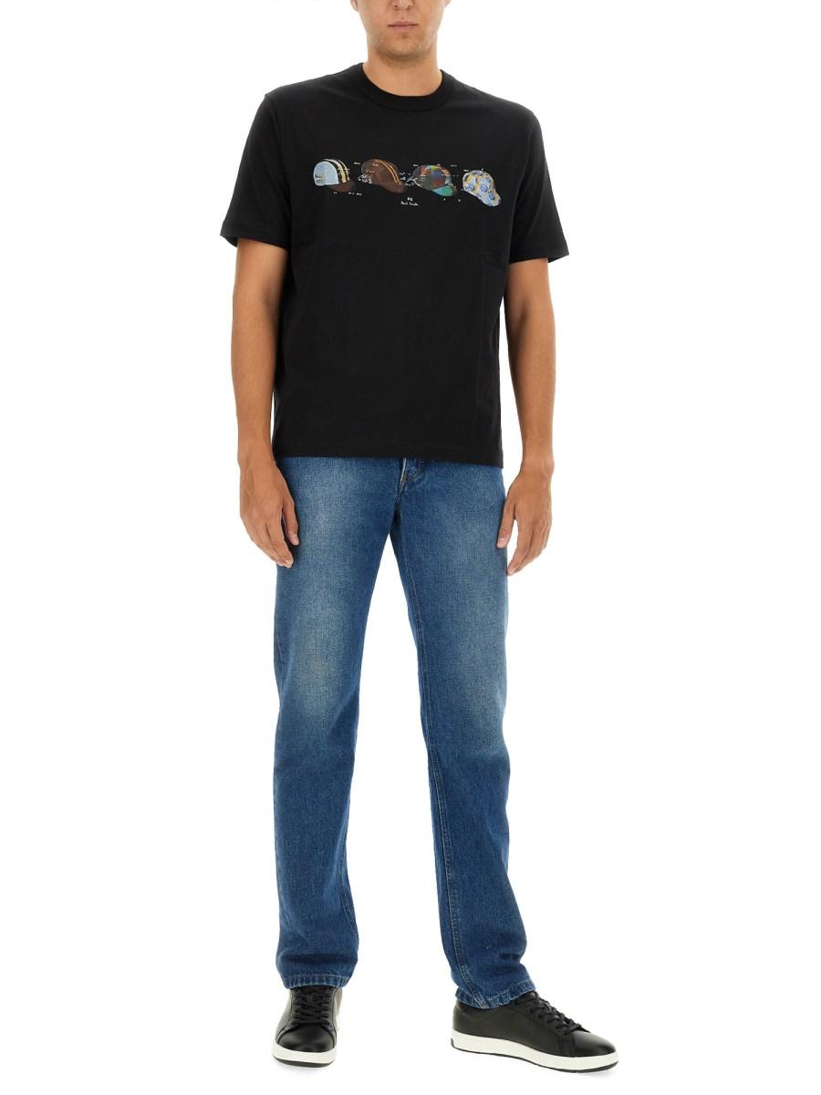 PS BY PAUL SMITH T-SHIRT "CYCLING CAPS" IN COTONE