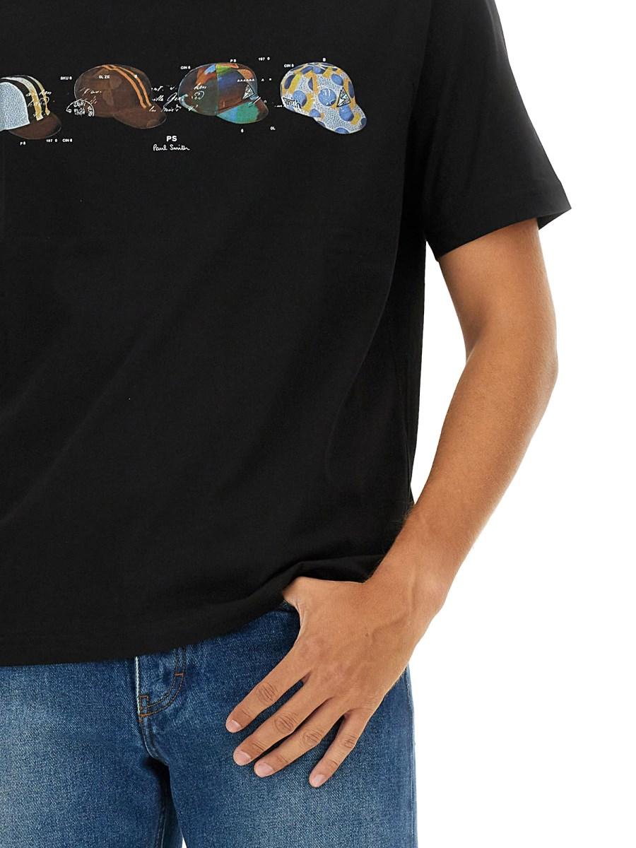 PS BY PAUL SMITH T-SHIRT "CYCLING CAPS" IN COTONE