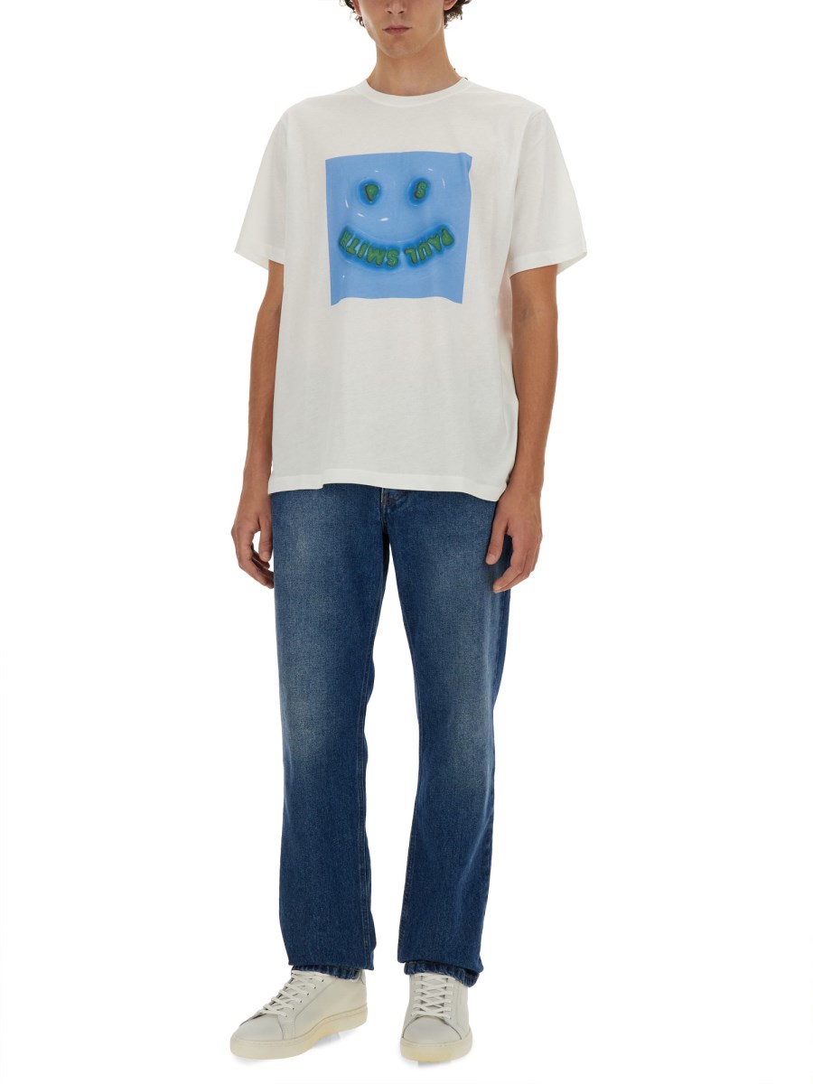PS BY PAUL SMITH T-SHIRT "HAPPY" IN COTONE