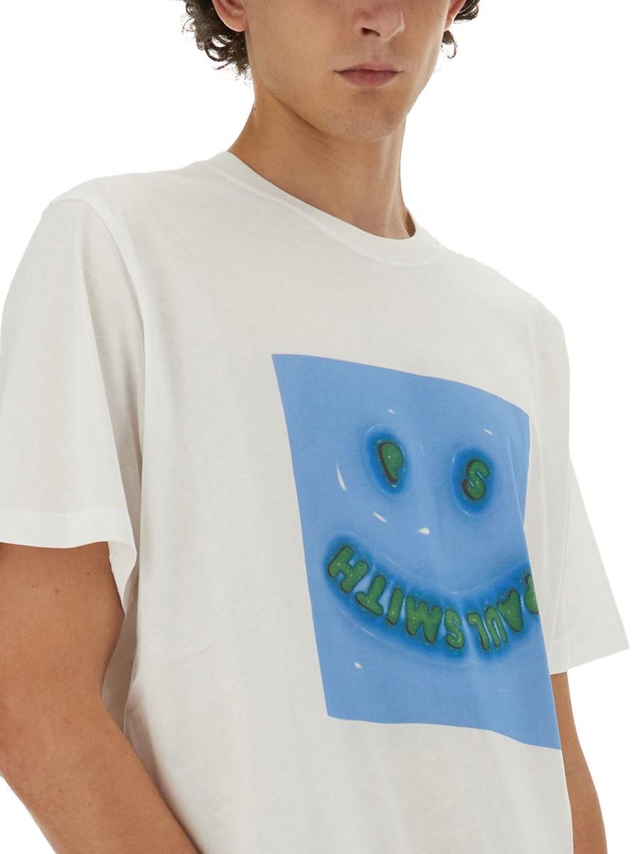 PS BY PAUL SMITH T-SHIRT "HAPPY" IN COTONE