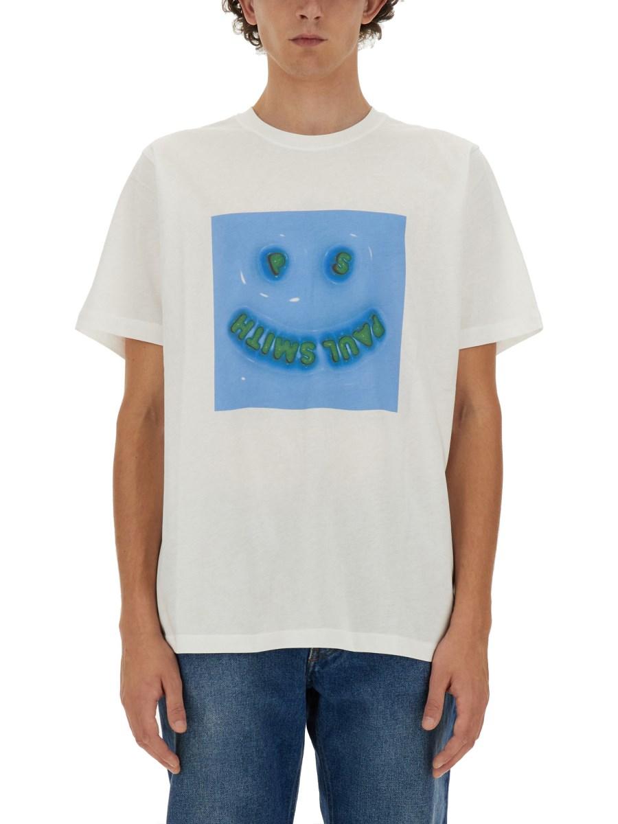 PS BY PAUL SMITH T-SHIRT "HAPPY" IN COTONE