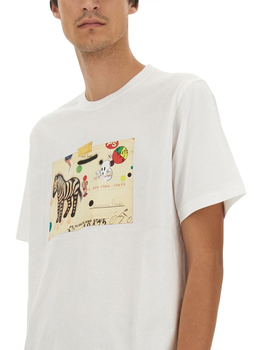 PS BY PAUL SMITH T-SHIRT ZEBRA CARD IN COTONE