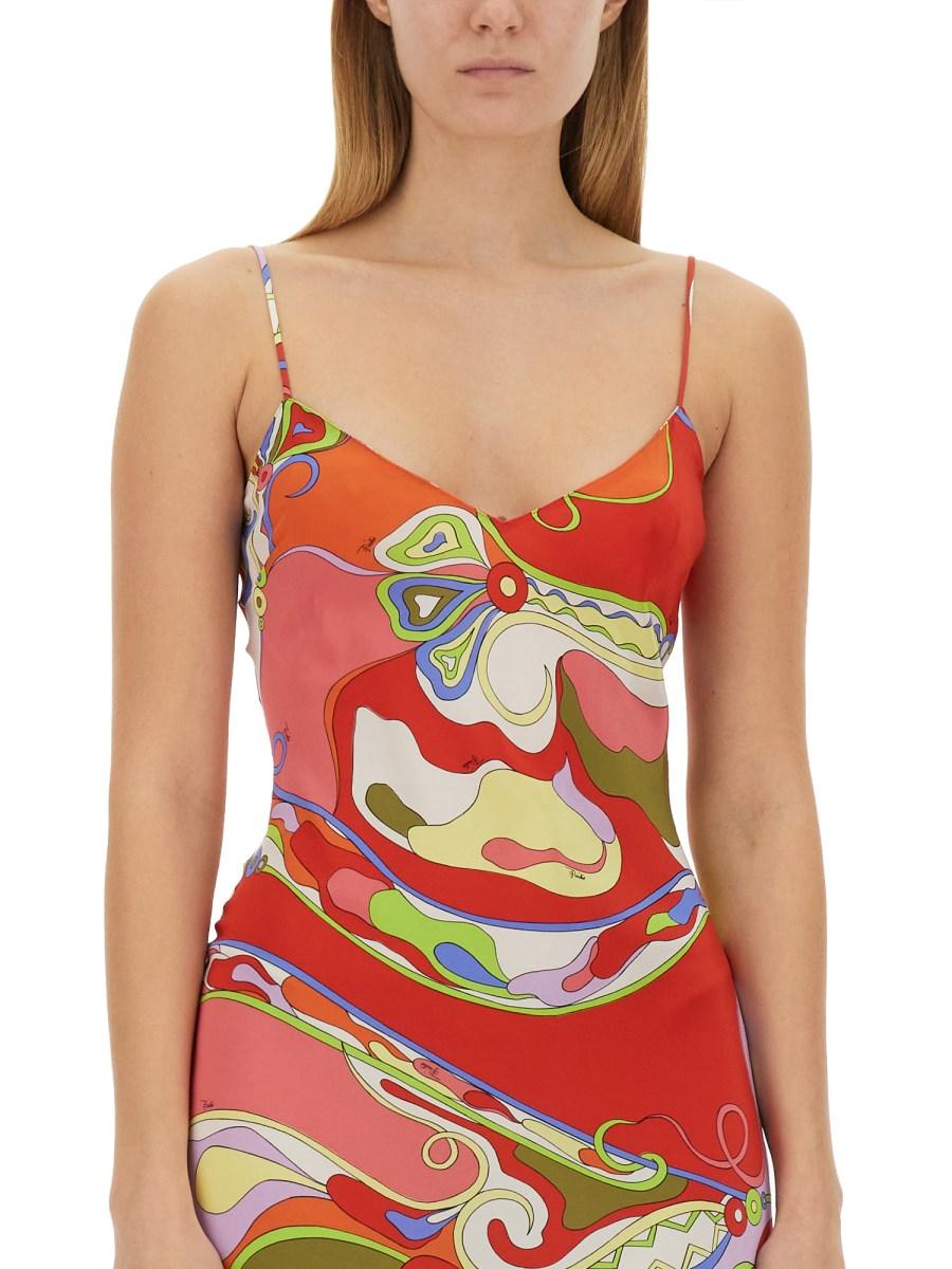 PUCCI ABITO LUNGO IN SETA CON STAMPA