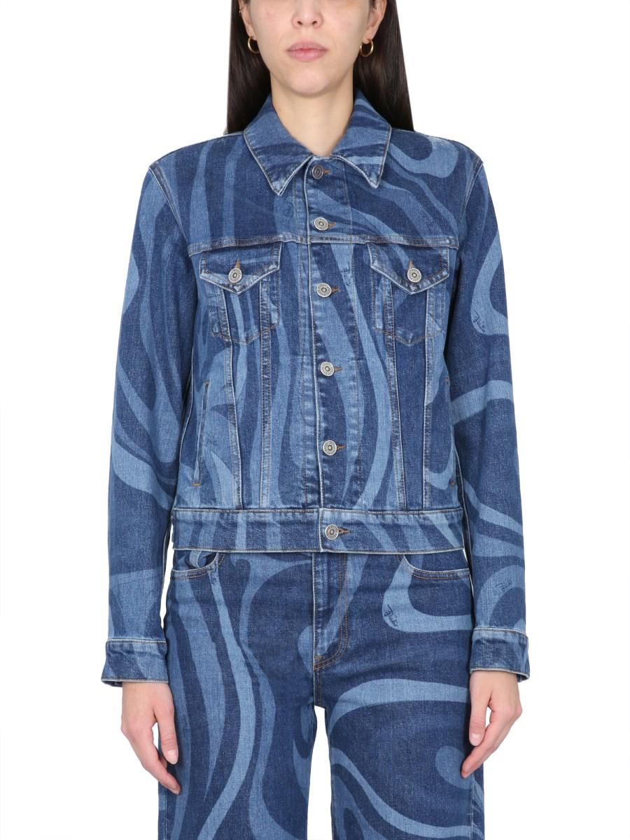 PUCCI GIACCA IN DENIM DI COTONE CON STAMPA MARMO