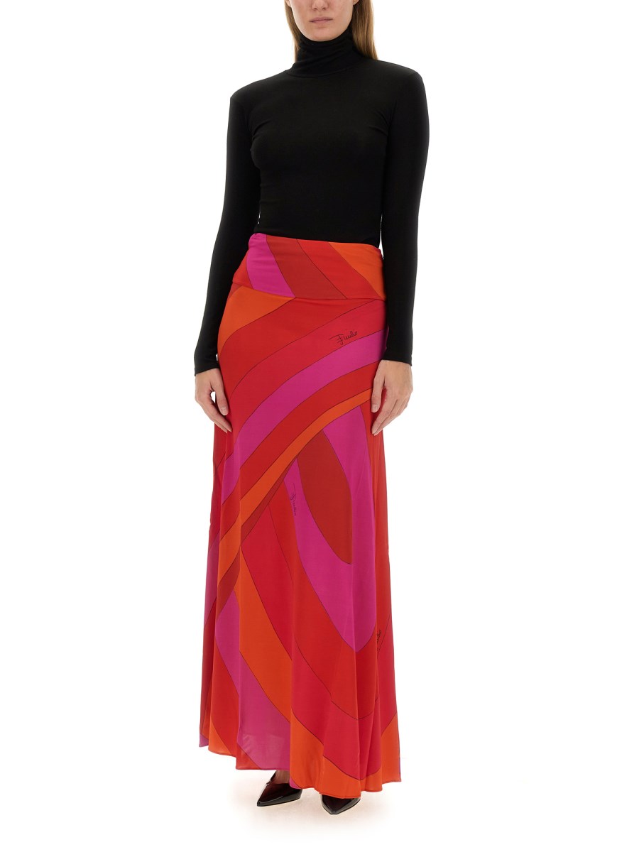 PUCCI GONNA LUNGA IN JERSEY SATIN