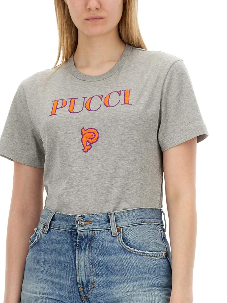 PUCCI T-SHIRT IN JERSEY DI COTONE CON LOGO