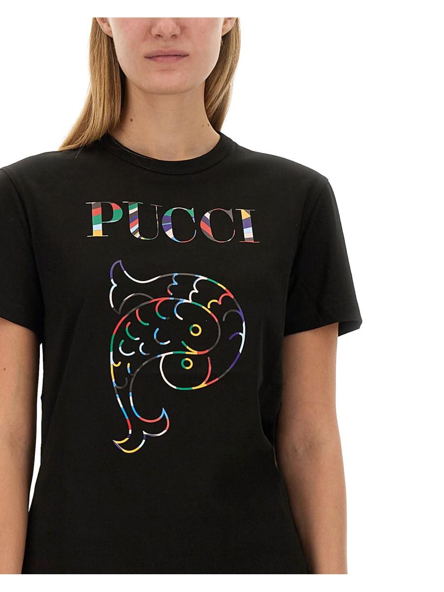 PUCCI T-SHIRT IN JERSEY DI COTONE CON LOGO