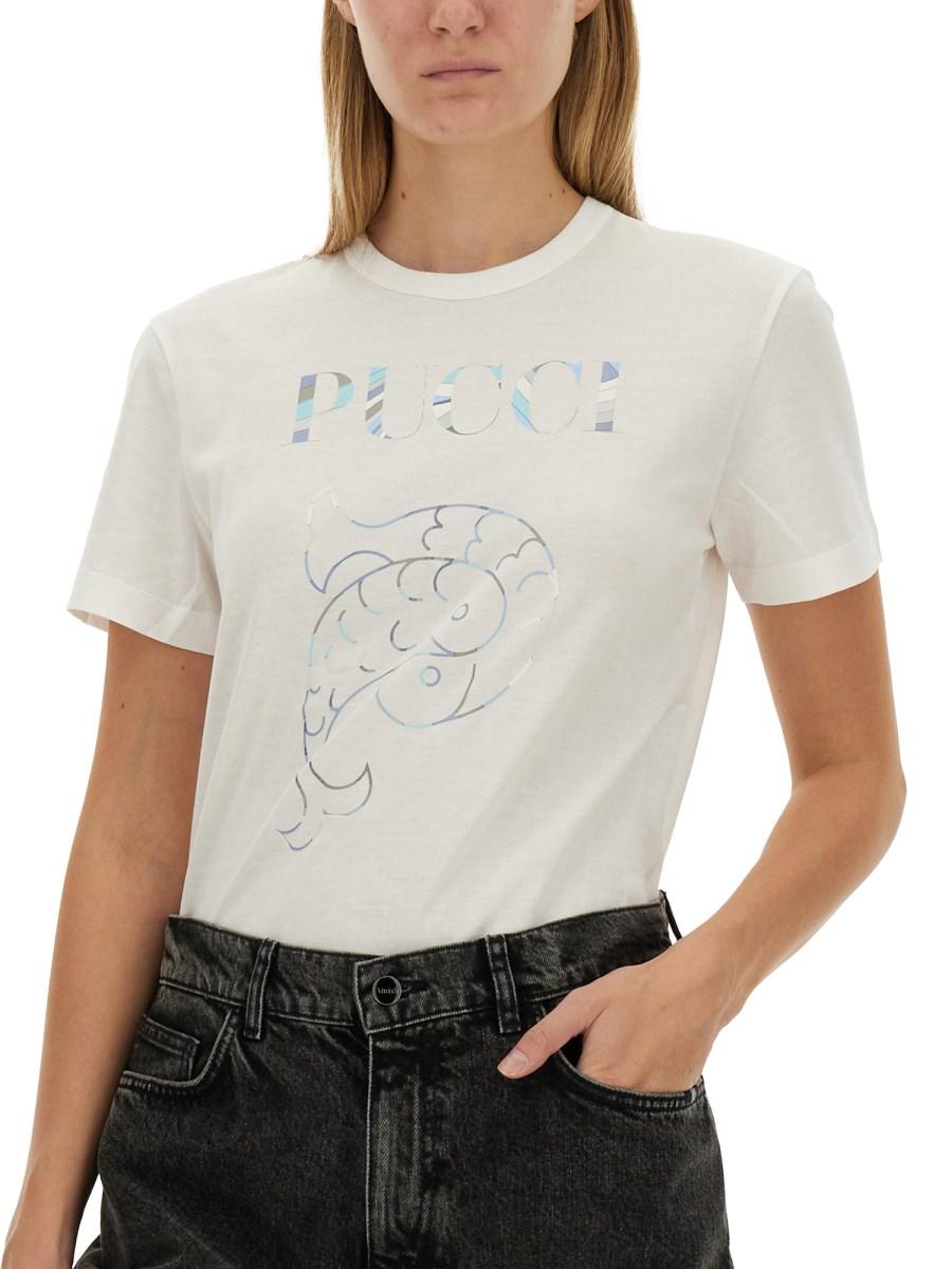 PUCCI T-SHIRT IN JERSEY DI COTONE CON LOGO