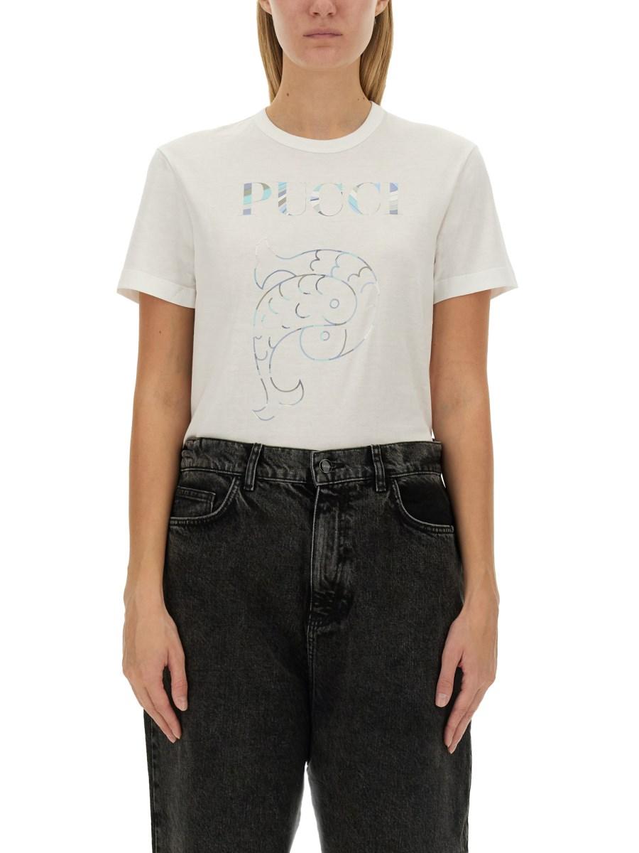 PUCCI T-SHIRT IN JERSEY DI COTONE CON LOGO