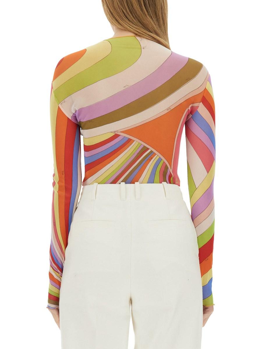 PUCCI T-SHIRT IN TULLE CON STAMPA IRIDE