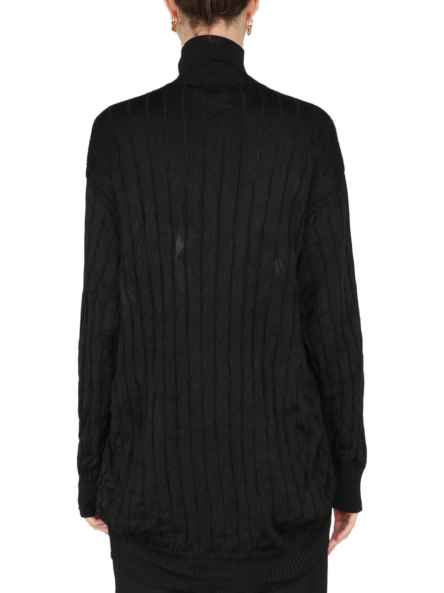 BALENCIAGA PULLOVER A LUPETTO OVERSIZE IN MAGLIA DI SETA A COSTE