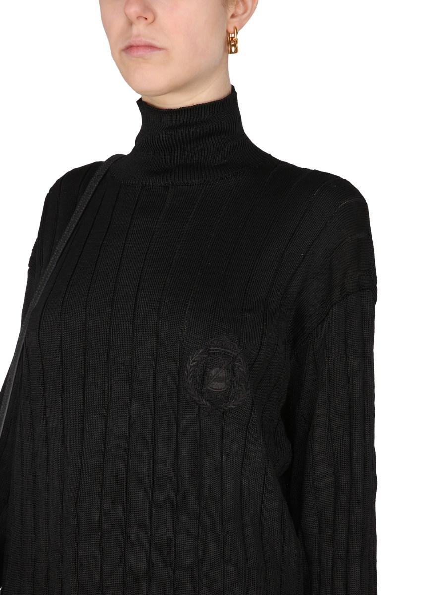 BALENCIAGA PULLOVER A LUPETTO OVERSIZE IN MAGLIA DI SETA A COSTE