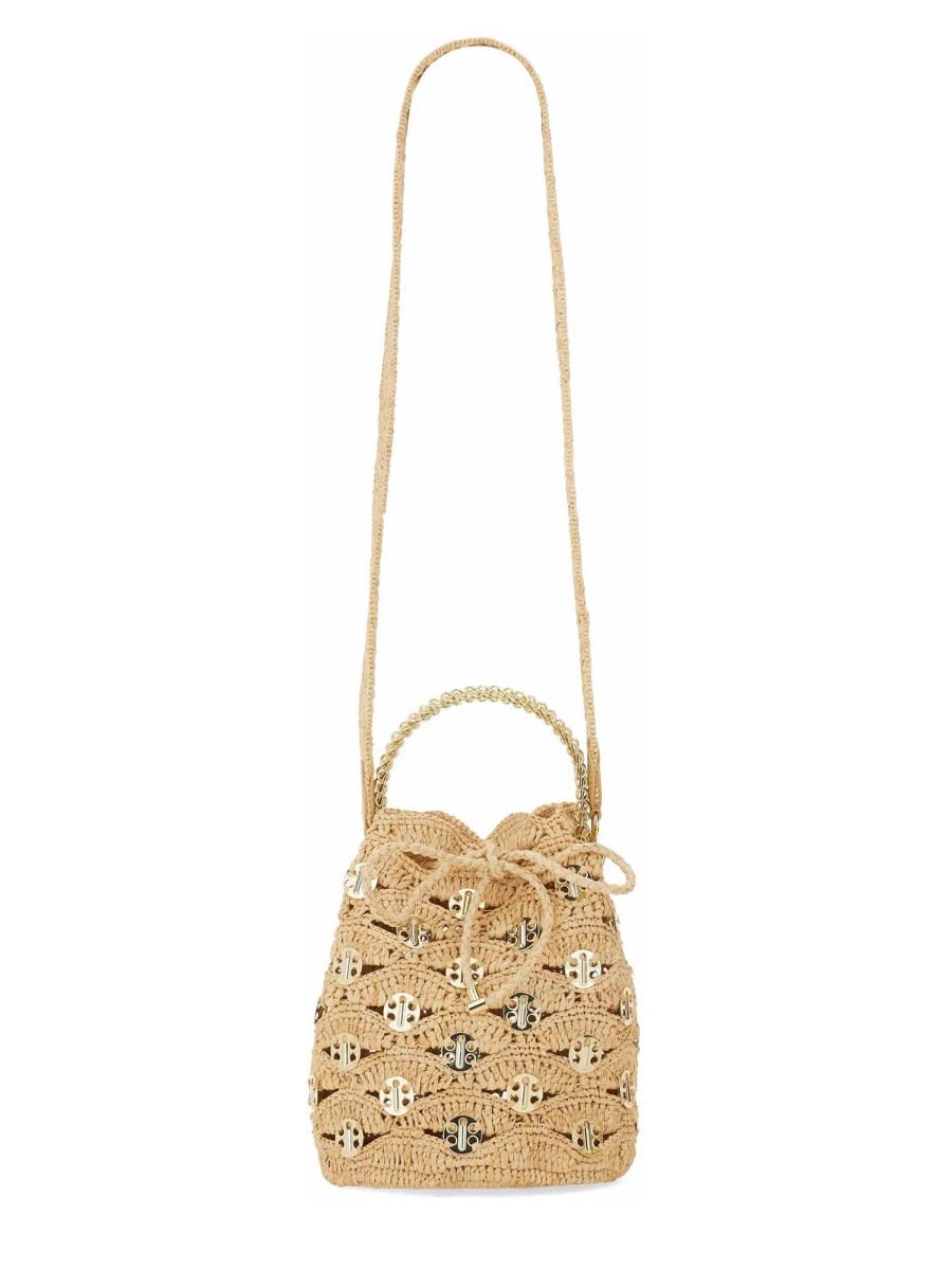 RABANNE BORSA A SECCHIELLO IN RAFIA