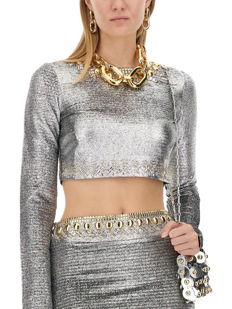 RABANNE TOP CROPPED CON BORCHIE