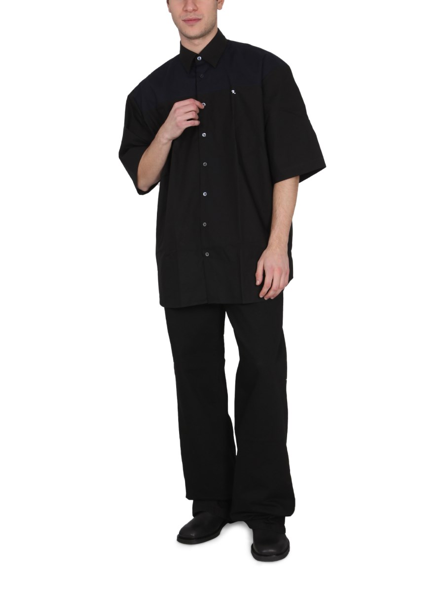 RAF SIMONS CAMICIA AMERICANO BICOLOR IN COTONE