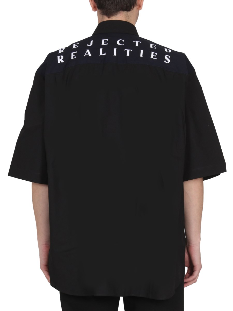 RAF SIMONS CAMICIA AMERICANO BICOLOR IN COTONE