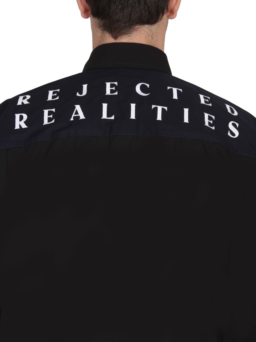 RAF SIMONS CAMICIA AMERICANO BICOLOR IN COTONE