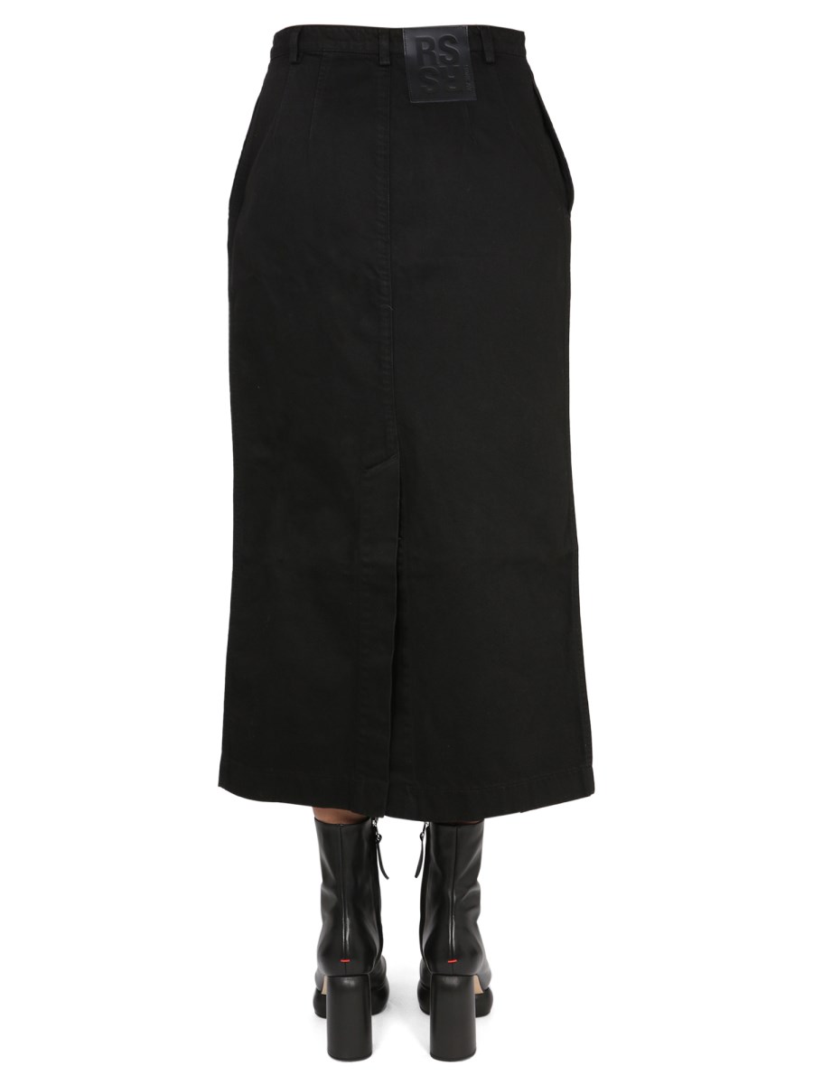 RAF SIMONS GONNA MIDI IN DENIM DI COTONE