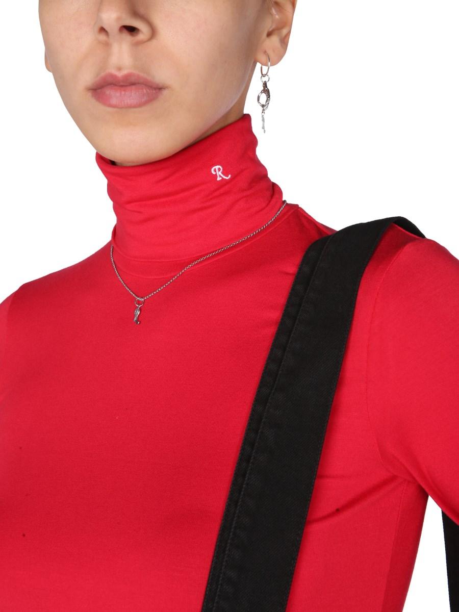 RAF SIMONS MAGLIA A COLLO ALTO CON LOGO RICAMATO