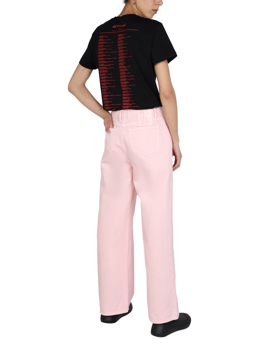 RAF SIMONS PANTALONE WIDE LEG IN DENIM DI COTONE